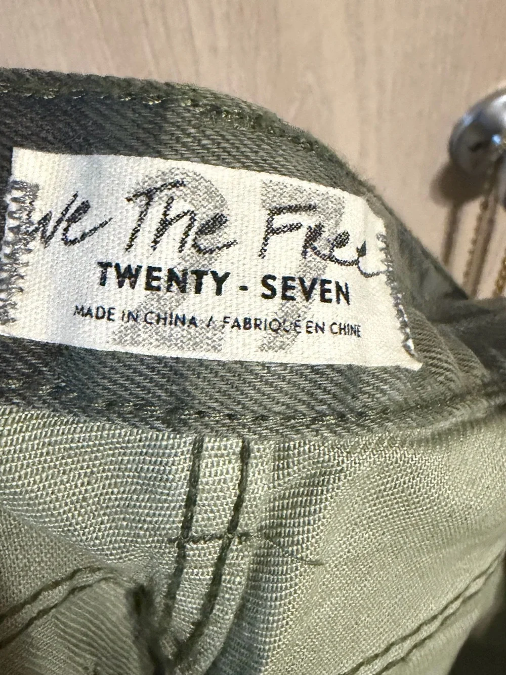 We The Free Olive Camo Distressed Denim Shorts
